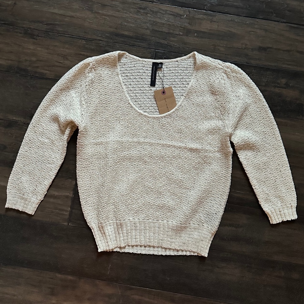 knot sisters Cream Scoop Neck Knit Sweater
